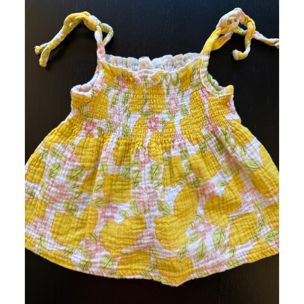 Starting Out Baby Smocked Lemon Top‎ Girls 12m Yellow Soft Lightweight Cotton